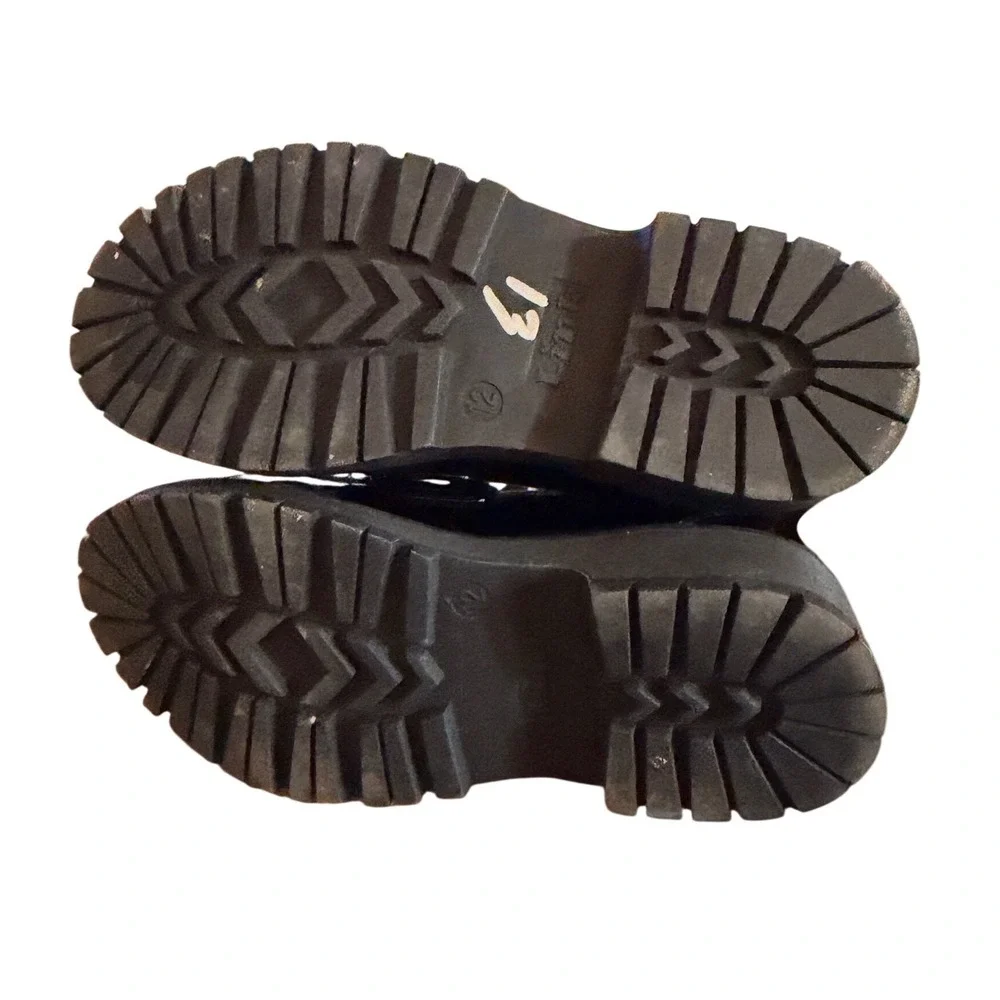 Link Kids Black Patent‎ Penny Loafers Chunky Lug Sole Dress Shoes Size 12